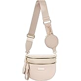 Large Nylon Crossbody Bags for Women Spacious Bum Bags for Women Crossbody Large Fanny Pack Sling Bag with Removable Wallets Purse Belt Pouch (Beige)