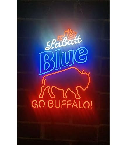 Buffalo Sports Neon Sign - Real Glass Queen Sense 14x10 Bar Light For Man Cave Decor