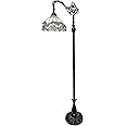 Amora Tiffany Floor Lamp - Arched, Stained Glass 62” - Traditional White Mahogany with Foot Switch Operation and Adjustable Lamp Shade - Custom Handcrafted Floor Lamps for Living Room