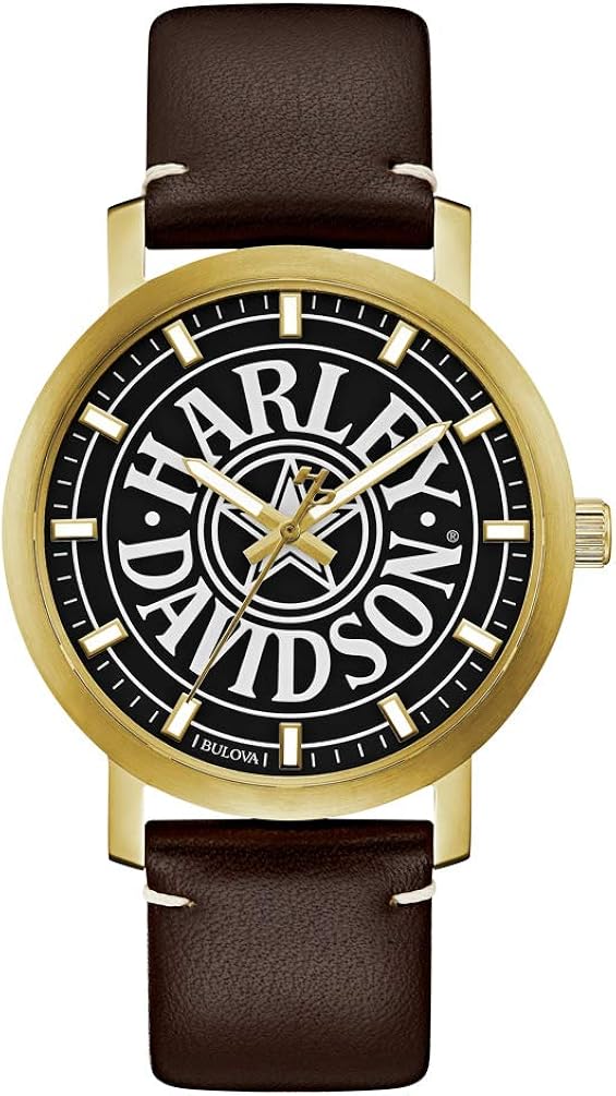 HarleyDavidson Men's Iconic Fat Boy GoldTone Stainless Steel Watch