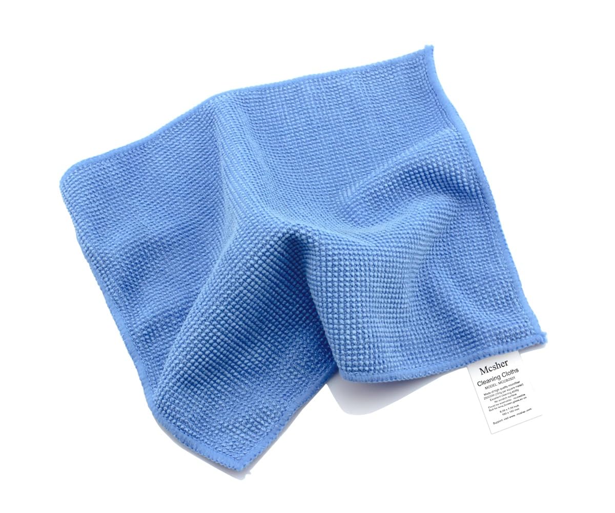 Mcsher Microfiber Cleaning Cloths - 6 Pack, Blue, 6"x 7" Inch
