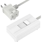 TOPGREENER Plug-in Dimmer Switch for Lamps, Full Range Control,6-FT Cord,1P | 150W dimmable LED/CFL or 360W incandescent/halogen, Quiet slide control.White,ETL Listed