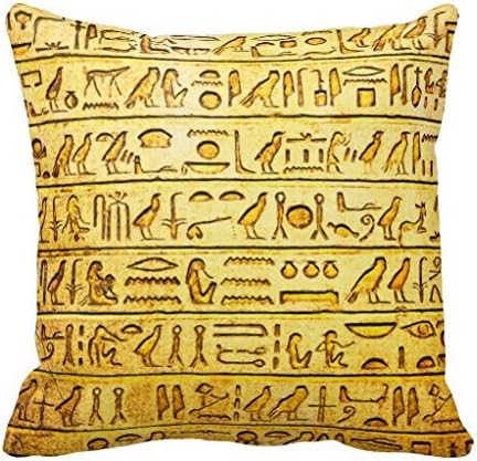 Ancient Egyptian Hieroglyphs Yellow Pillow