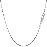 Jewelry Affairs 10k White Solid Gold Mirror Box Chain Necklace, 0.8mm