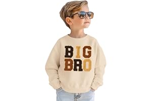 BOUTIKOME Big Brother Sweatshirt Toddler Baby Boy Big Bro Embroidery Chenille Patch Shirts Fall Pullover Announcement Tops
