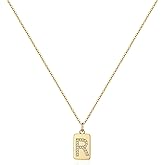 Pencros Gold Initial Necklaces for Women, 14K Gold Plated Letter Necklace Tiny A-Z Pendant Necklace Personalized Initial Tag Pendant Necklace for Women Trendy Gold Jewelry
