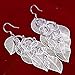EIGA Women's Silver Plated Leaf Dangle Earrings
