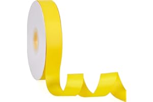YBLANDEG Yellow 1" X 50 Yards Solid Color Double Faced Grosgrain Ribbon for Gifts Wrapping, Wedding, Party, Crafts