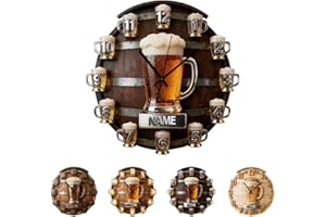Personalized 2D Flat Beer Mug Wall Clock Custom Home Bar Name Hanging Clock Drinking Design Wall Art for Mancave Decor Beer L