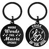 Music Keychain Gift Keychain - Where Words Fail Music Speaks - Music Lover Gift - Music Note Keychain Gift for Music Teacher 