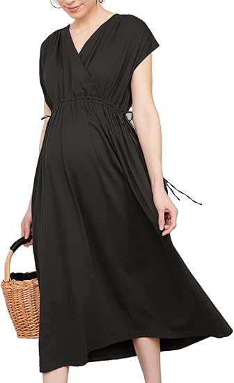 Amazon Co Jp Sweet Mommy マタニティ 授乳服 ワンピース カシュクール ルームウェア リラックスウェア シルキータッチコットン ウエストサテンリボン リゾート 服 ファッション小物