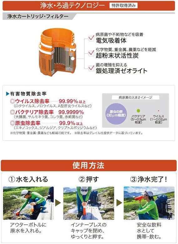 Amazon Grayl グレイル 浄水ボトル Ulコンパクトピュリファイヤー アルパインホワイト Alpwt Grayl グレイル 浄水器 酸素