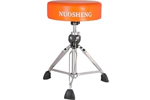 NUOSHENG Drum Throne with Tripod Base, Heavy Duty Drum Seat,Drum Stool ，Rotatable Drum Chair with Double Braced Anti-Slip Feet Orange