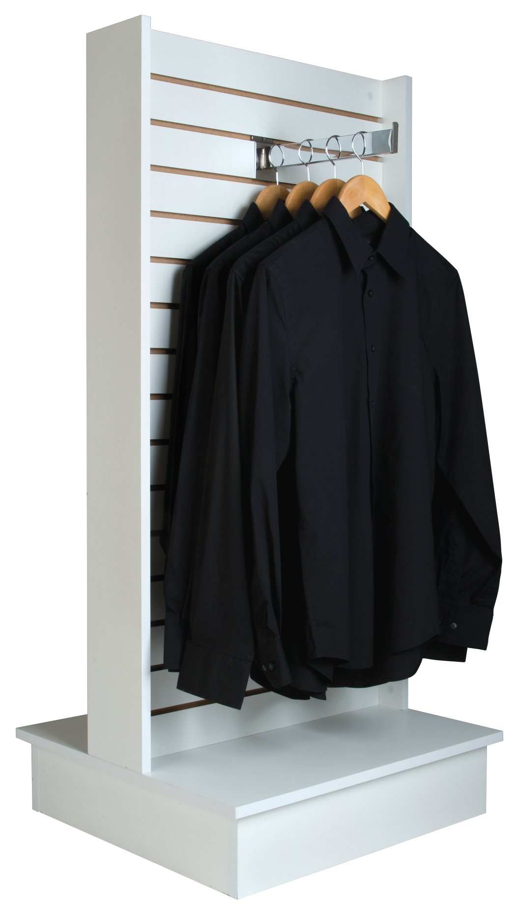 Econoco White Merchandiser for Shelves and Baskets - 2-Way Slatwall Merchandiser, For Heavy Duty Shelves, 25.5" x 24" x 54", Slatwall Panel, Clothing Slatwall, White