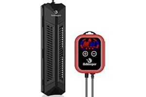 fishkeeper Aquarium Heater, 1000 W Adjustable Fish Tank Heater with Digital Display Controller, Submersible Water Heater with Over-Temperature Protection for Saltwater Freshwater 106-264 Gallon
