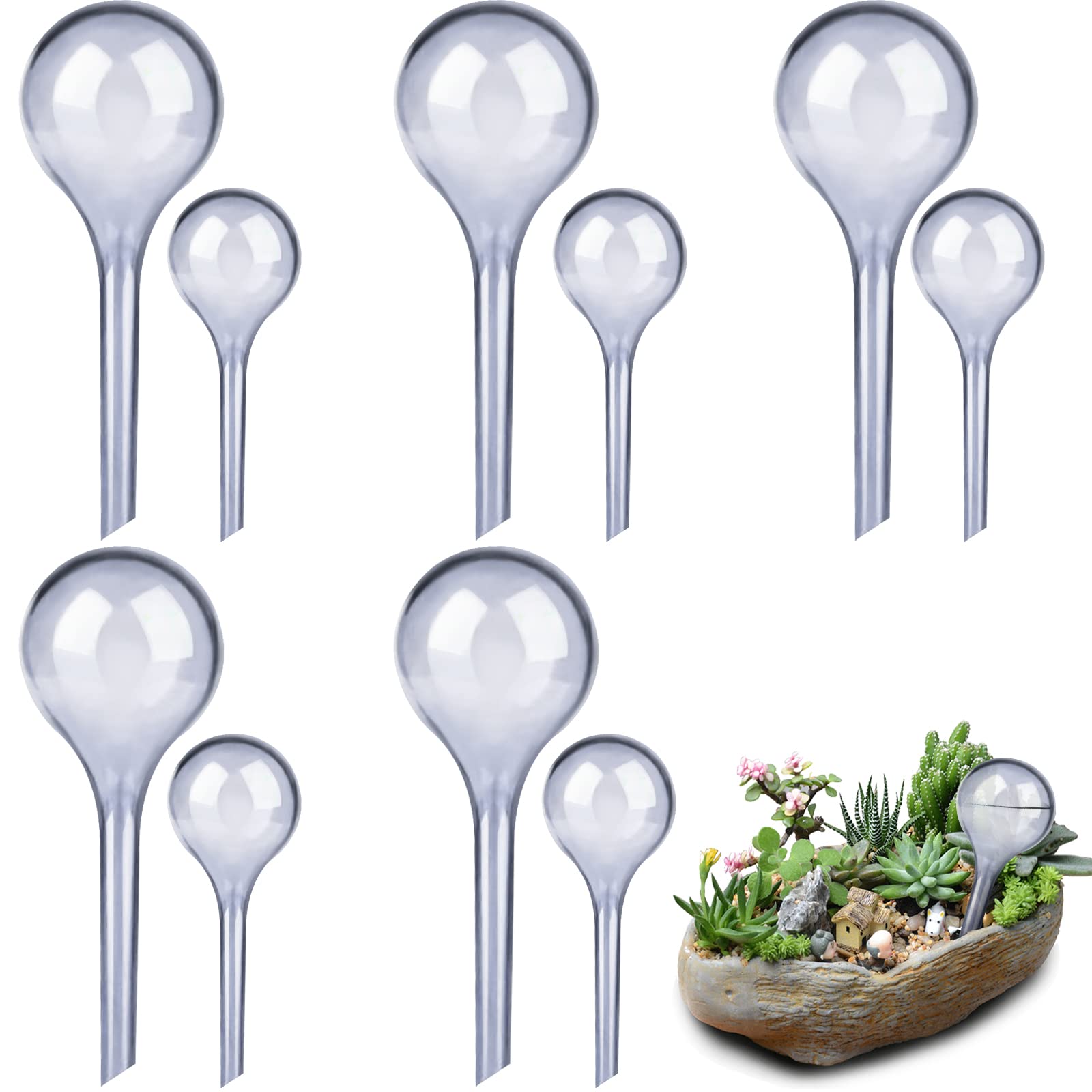 LOCOLO 10Pcs Plant Watering Globes 2 Sizes PVC Self Watering Bulbs 80/300ml Auto Watering Devices for Indoor Outdoor Potted Hanging Patio Plants - Unbreakable High Transparency