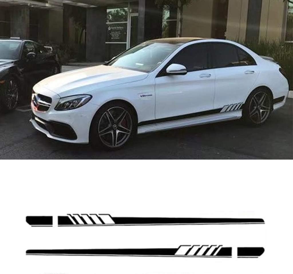 Amazon Co Jp Luosh車のステッカー カーデカールステッカーレーシングストライプボディサイドベンツcクラスw5 Amgエディション507 ホーム キッチン