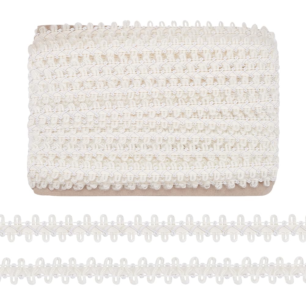 MAYJOYDIY 20.6m White Braided Ribbons 25mm Wide Polyester Braid Trim Embellishment Sewing Basic Trim Decorative Braid for Doll Clothes Sewing Craft Supplies Curtains Accessories