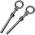 CUKAYO Eye Bolts, 2pack 1/2" x 4-3/4" Heavy Duty Shoulder Lifting Ring Threaded Eyebolts with Nuts Washers 316 Stainless Steel Marine Grade Eyebolt