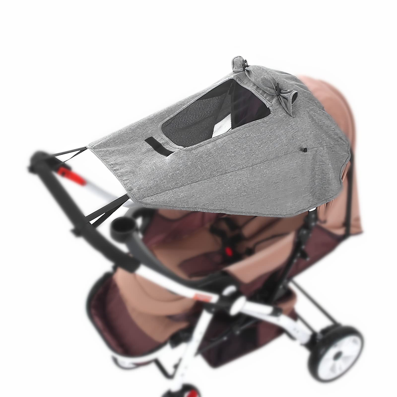 Baby Strollers Awning Sunshade with Viewing Window for Pram Pushchair Buggy Carrycot Stroller Waterproof Windproof Sun Sail UV Protection Screen Pram Netting Cover,Grey