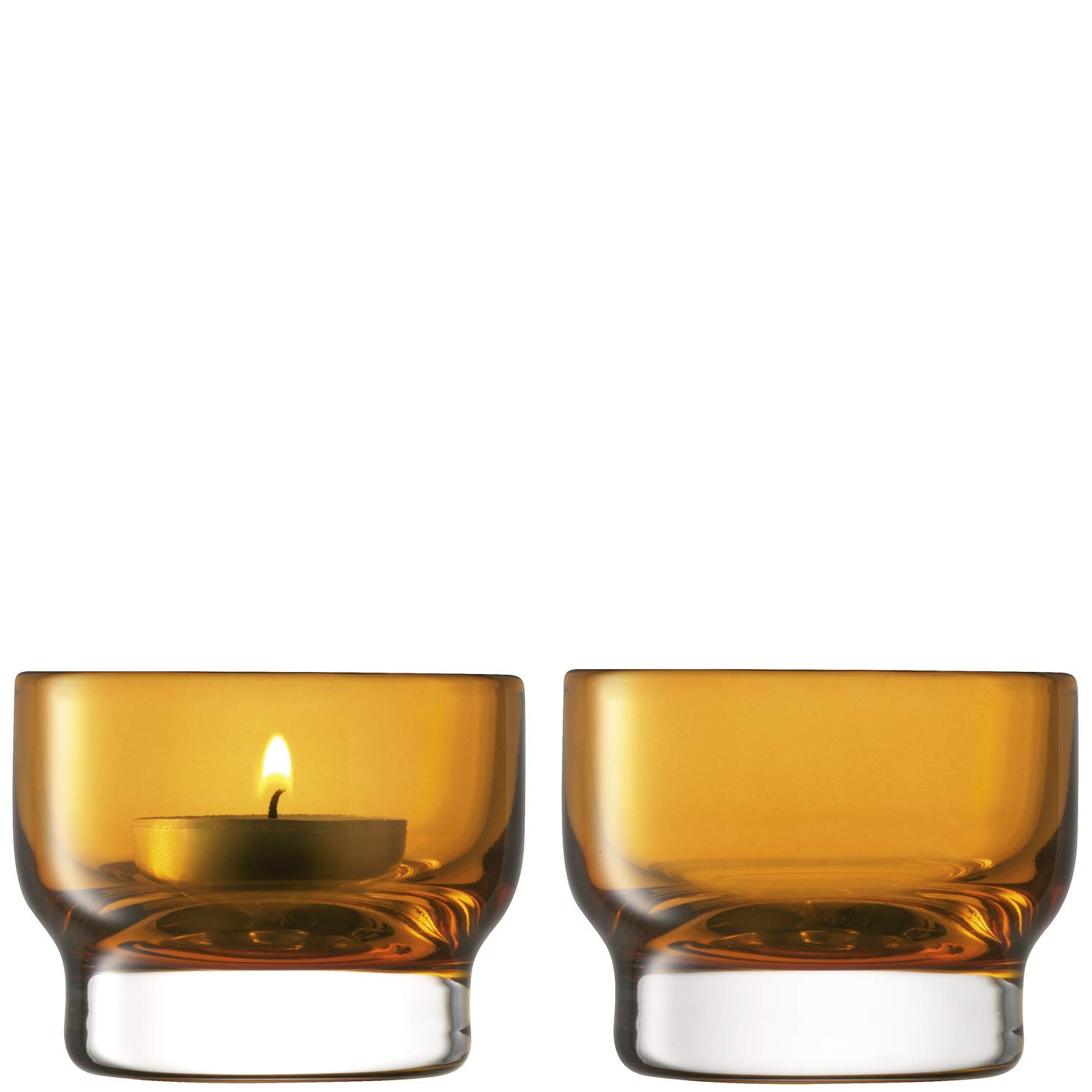 LSA Utility Tealight Holder H6cm Amber | Set of 2 | Mouthblown & Handmade Glass | UT82