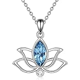 YFN Lotus Necklace Sterling Silver Birthstone Pendant Lotus Jewelry Mothers Day Birthday Gifts for Women