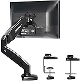 MOUNTUP Single Monitor Desk Mount - Adjustable Gas Spring Monitor Arm, VESA Mount with C Clamp, Grommet Mounting Base, Comput
