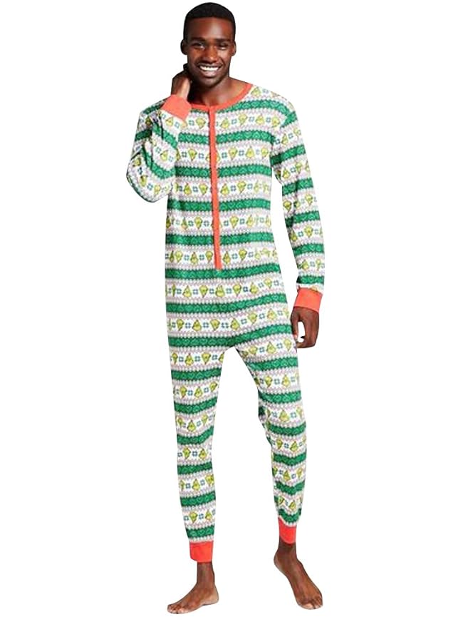 ISSHE Weihnachten Pyjama Overall Familie Weihnachts Schlafanzüge Jumpsuit Schlafanzug Einteiler Damen Herren Kind Schlafovera