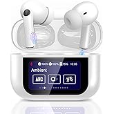 Wireless Earbuds, Earphones Wireless Bluetooth 5.4 In Ear Headphones, 40H Hifi Sound ANC Noise Canceling Earbuds, Touch Screen Ear Buds Multifunctional Headsets for Android/IOS Work Gym Sports (White)