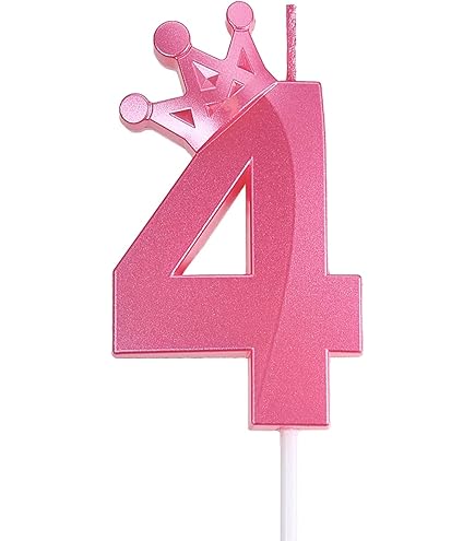 Glitter Number 4 Birthday Candle - Colorful Cake Topper For 4th Birthday Celebrations