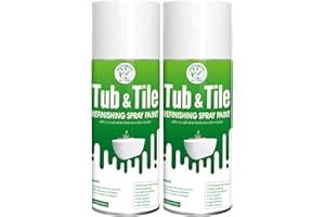 SIX FOXES Tub and Tile Spray Paint (White), 450ml x 2 Cans, DIY Tub and Tile Spray Paint for Resurfacing Bathroom Sink Countertop