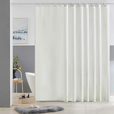 Furlinic Extra Wide Shower Curtain 275x180cm Beige with 18 Hooks Waterproof
