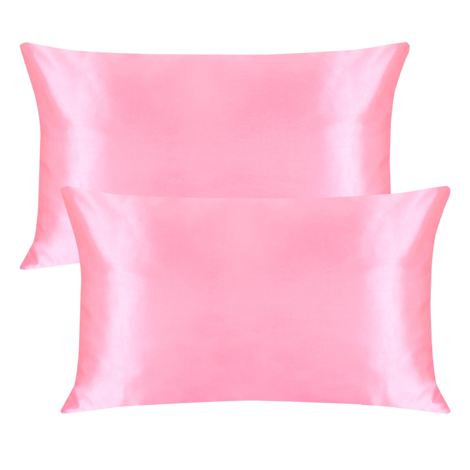 Satin Pillowcase for Hair and Skin 2 Pack, Softer than silk,Silky Pillow Cases Set, Breathable Anti Wrinkle Smooth Pillow Cover with Envelope Closure Queen Size (50 x 75 cm)