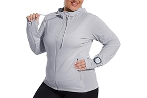 MAISON MISFITS 15 Womens Plus Size Lightweight Sun Protection Jacket SPF Hoodie UPF 50+ Full Zip Cooling Summer with Thumb Hole
