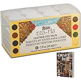 Tandy Leather Eco-Flo Leather Dye Pack 2650-05 - Leather Dye Set for Mens Belts, Wallet Purse, Bag, Shoes - 8 Color Dye Set for Leather Repair Kit & Leather Working Kit Craft Supplies with E-Book
