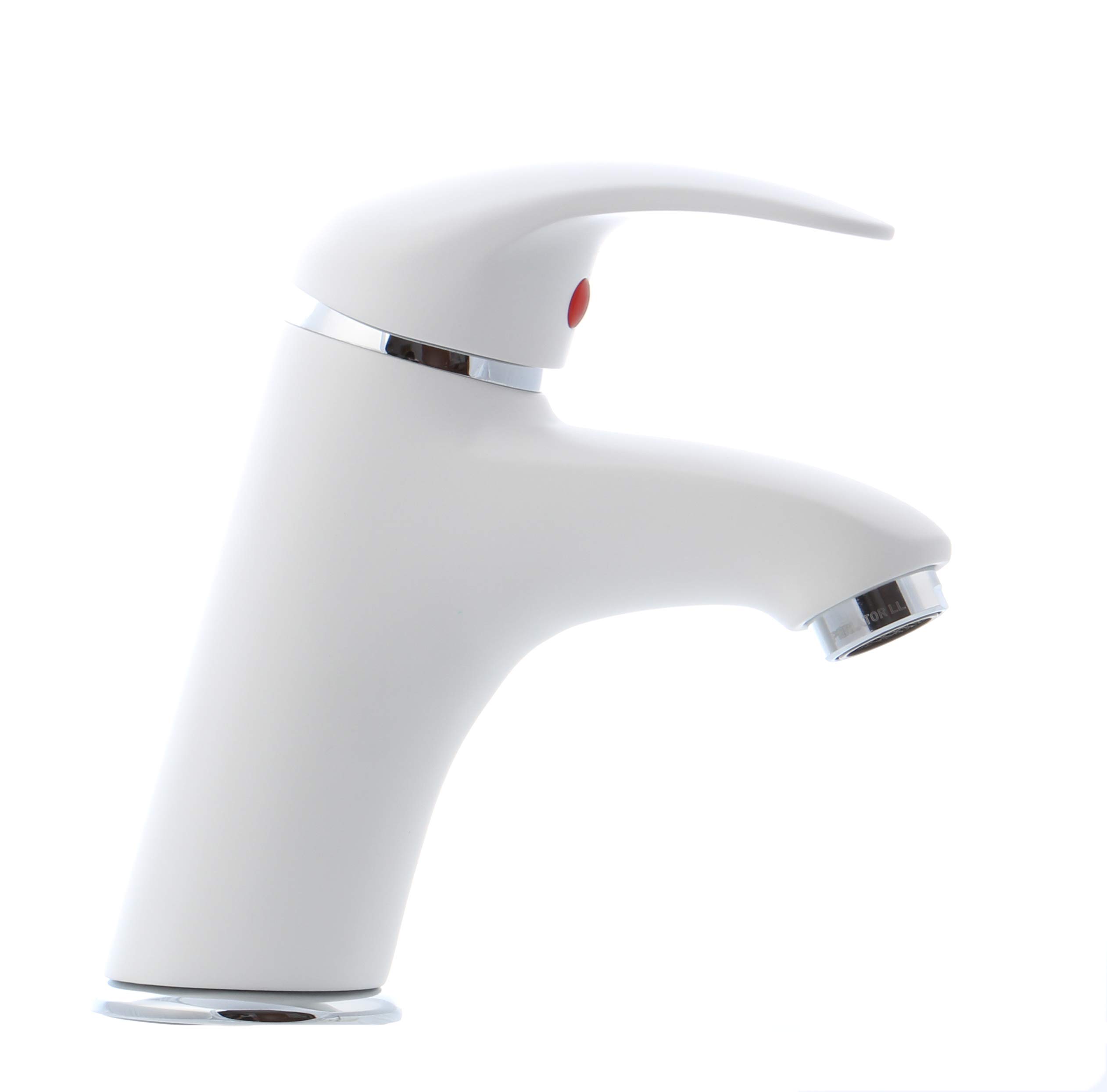 White bath fittings, washbasin fittings, single-lever mixer tap with pull rod and eccentric fittings