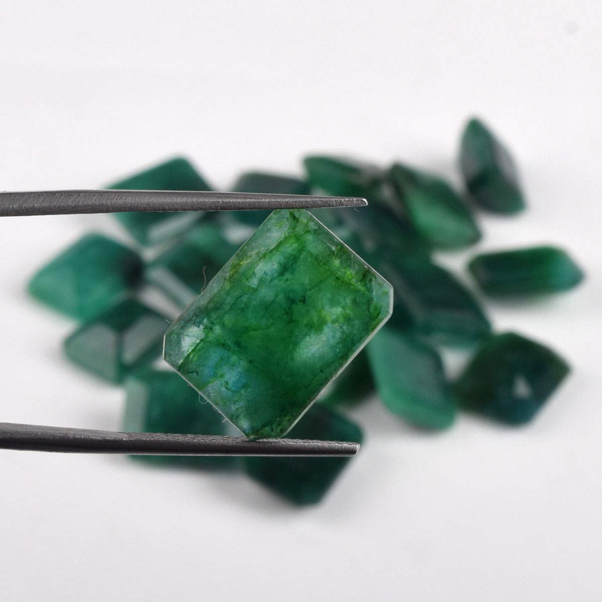 GEMHUB Zambian A+ Grade Green Emerald Approx 200 Ct. Set of Fine 20 Pieces Natural Green Emerald Loose Gemstones Beads
