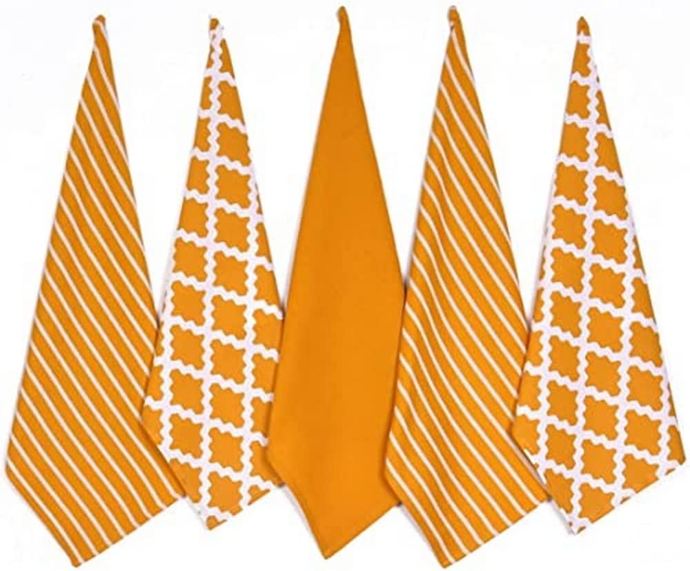 Penguin Home 5x 100% Cotton Tea Towels Ochre 65 x 45 cm Set of 5