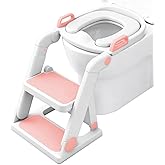 BABY JOYCE Potty Training Seat, Pre Assembled Potty Seat with Ladder, Toilet Training Seat for Toddlers with Step Stool Splash Guard, 2-in-1 Boys Girls Potty Training Toilet (Pink)