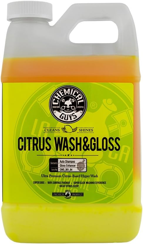 Chemical Guys CWS_301_64 Citrus Wash & Gloss Foaming Car Wash Soap (Works with Foam Cannons, Foam Guns or Bucket Washes), 64 oz., Lemon/Citrus Scent: Automotive