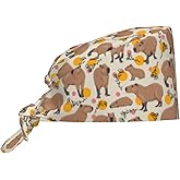 Working Cap Scrub Cap with Sweatband Adjustable Unisex Men Women Tie Back Hat Nurse Surgical Caps