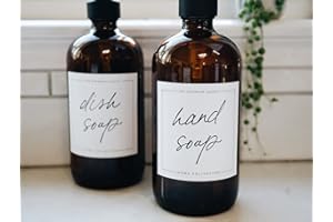 Chaumiere Vintage Farmhouse Soap labels for bottles, waterproof Stickers, Hand soap, Dish soap, Shampoo, Body wash Labels for Amber Glass & Plastic Bottles - Kitchen Bathroom Mix Pack 6 Pieces 3x3inch