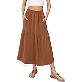 Witsmile Flowy Maxi Skirt for Women with Pockets 2025 Fashion Trendy Boho Summer Beach Vacation Long Skirt