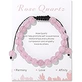 Healing Crystal Bracelet for Women 8mm Natural Stone Crystal Beaded Bracelets Adjustable Handmade Gemstone Bracelet Healing Jewelry Mother's Day Gifts for Women