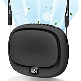 PiKaPiKaP Portable Neck Fan, Handheld Mini Fan, Personal Fan USB Rechargeable, 5 Speed Adjustable, Hands Free Wearable Fan for Kids Woman Man Home Outdoor Travel Black