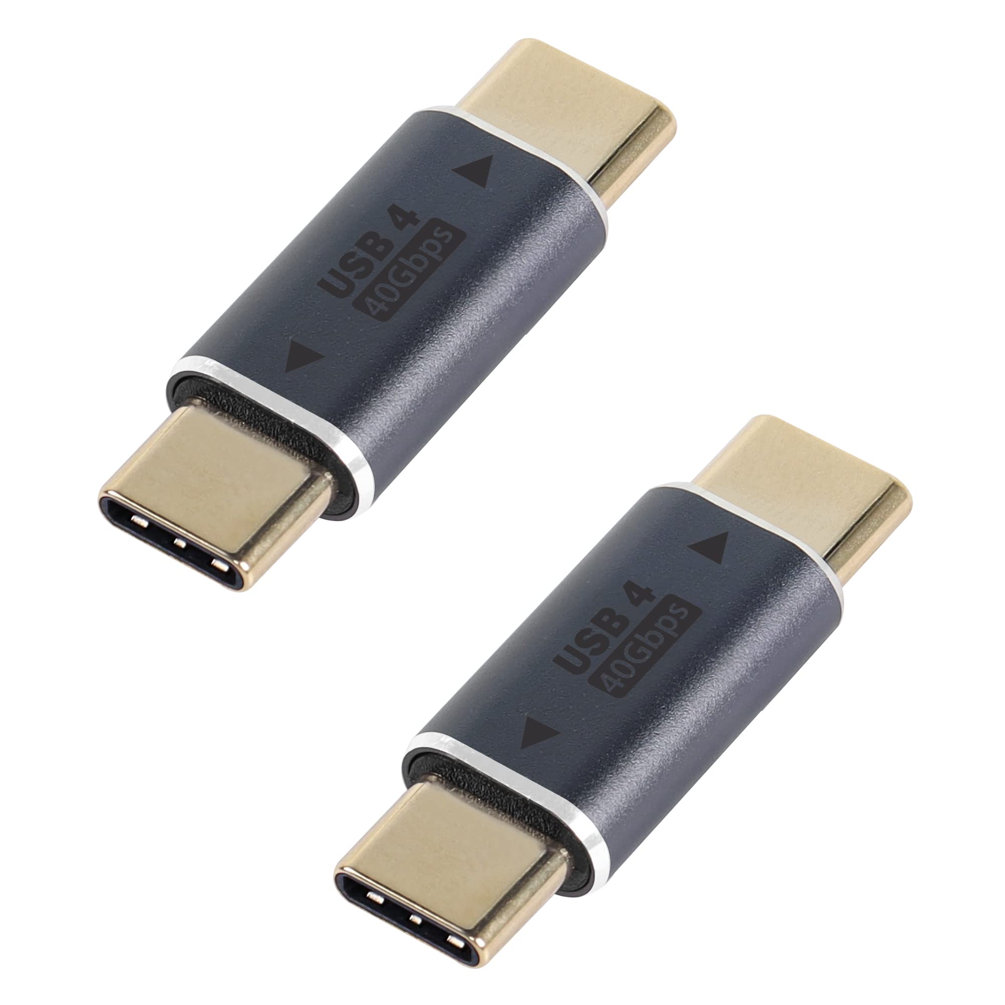 QIANRENON USB-C Male to USB-C Adapter Coupler, USB4.0 Type-C Extender, 40Gbps, 8K@60Hz Video, 100W Fast Charging, OTG, 2 Pack