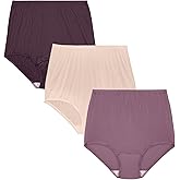 Vanity Fair Women's Perfectly Yours High Waisted Brief Panties, Nylon - 3 Pack - Midnight Plum/Enchanted Mauve/Fawn, 6