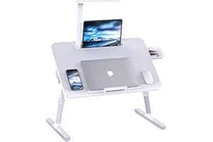 DUCHIFAD Lap Desk, Laptop Desk with LED Light, Portable Bed Table for Sofa, Adjustable Laptop Lap Desk for Study and Reading (Black)