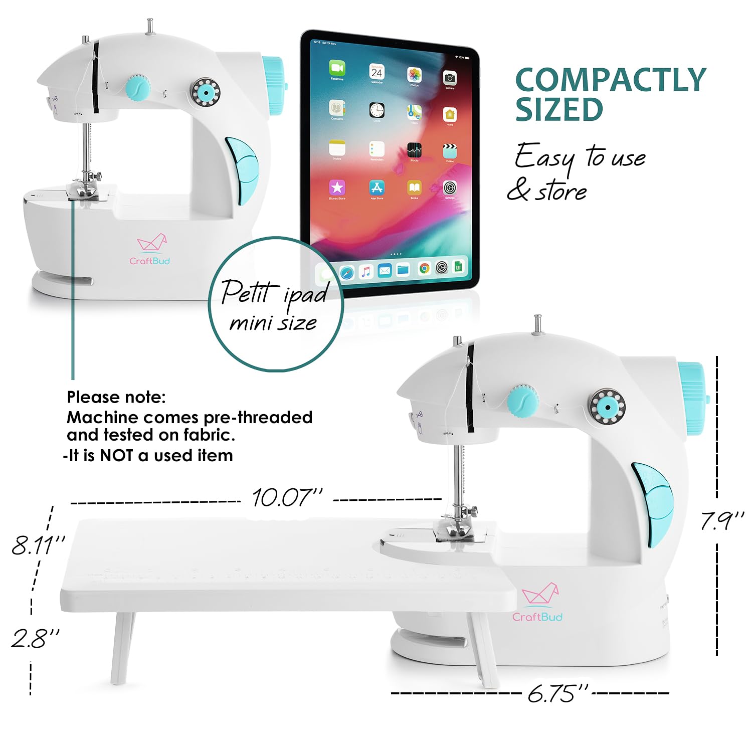 Mini Sewing Machine for Beginners, 122-Piece Portable Sewing Machine, Dual Speed Small Sewing Machine, Adults and Kids Sewing Machine, Travel Beginner Sewing Machines with Sewing Kit and Book, Blue