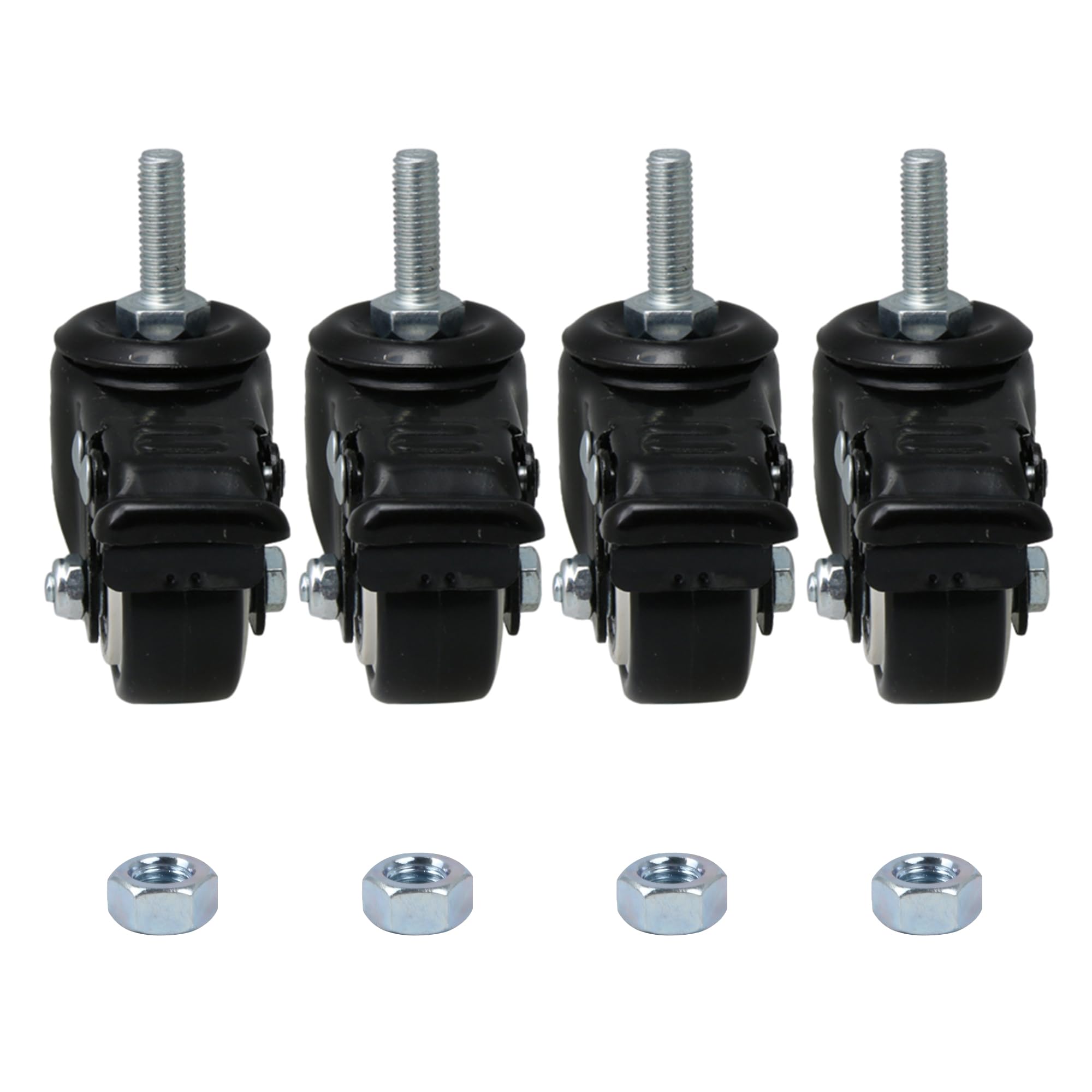 SHANOER 4pcs Heavy Duty PU Swivel Castor Wheels with Brake Lockable 240kg M8x25mm Trolley Furniture Caster Replacement